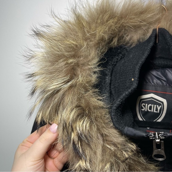Sicily women's Black Real fur trim A line winter snow cold weather jacket in M - Picture 4 of 14